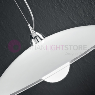 LINE Modern Pendant Lamp in White and Transparent Glass | Perenz