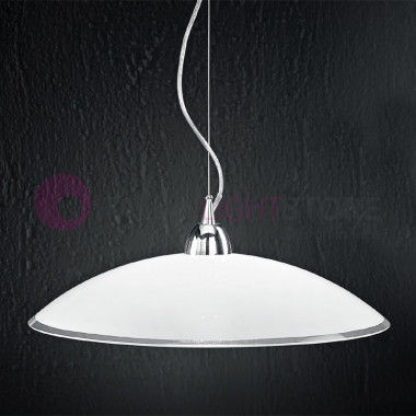 LINE Modern Pendant Lamp in White and Transparent Glass | Perenz