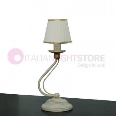 Flämische rustikale Tischlampe im klassischen Stil mit elfenbeinfarbenem Seidenlampenschirm