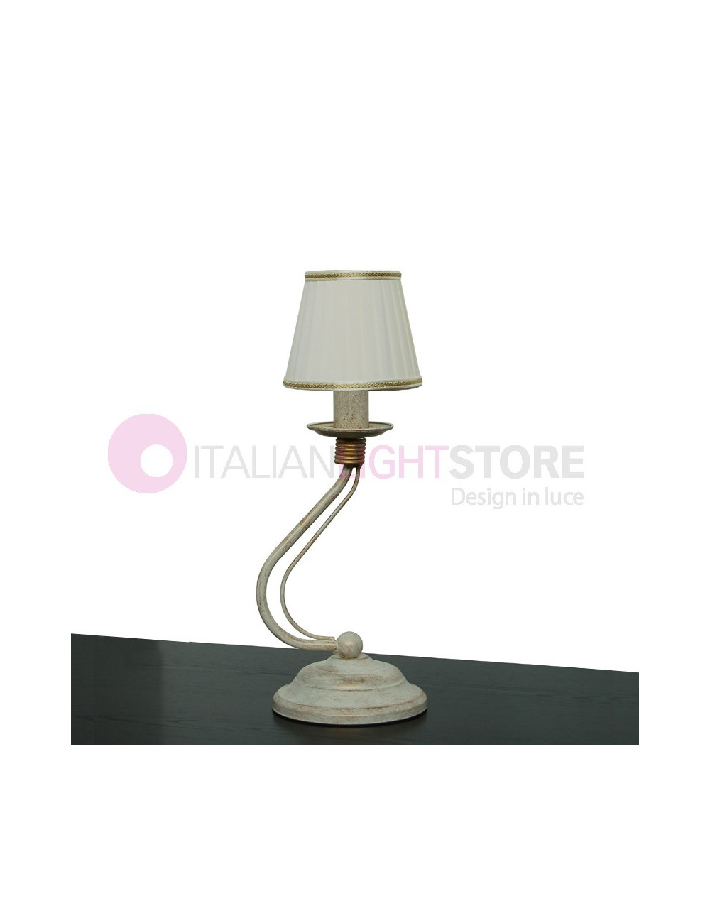 Flämische rustikale Tischlampe im klassischen Stil mit elfenbeinfarbenem Seidenlampenschirm
