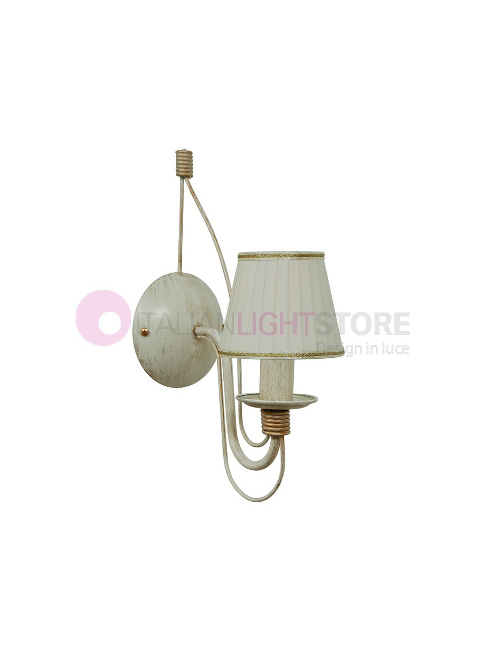 Flemish Classic Rustic Iron Wall Light with Ivory Lampshade