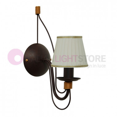 Flemish Classic Rustic Iron Wall Light with Ivory Lampshade