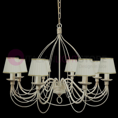 Lámpara de araña de hierro clásica tradicional flamenca 8 luces con pantallas