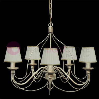 FIAMMINGO traditional rustic iron chandelier with silk lampshade
