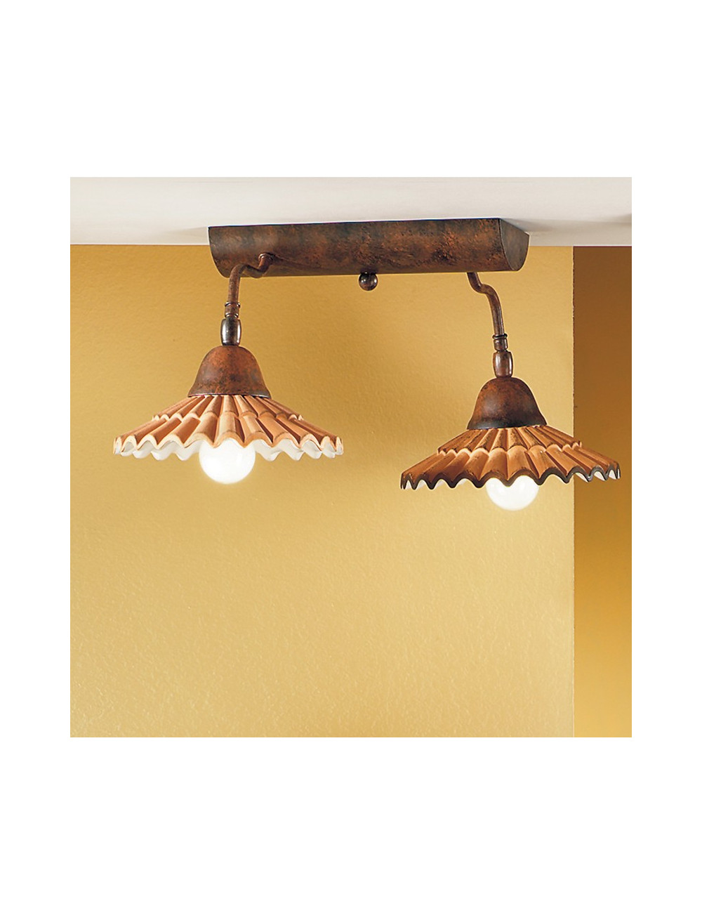 VANIA Ceiling Lamp 2 Lights Ceramic Rustic Style Country