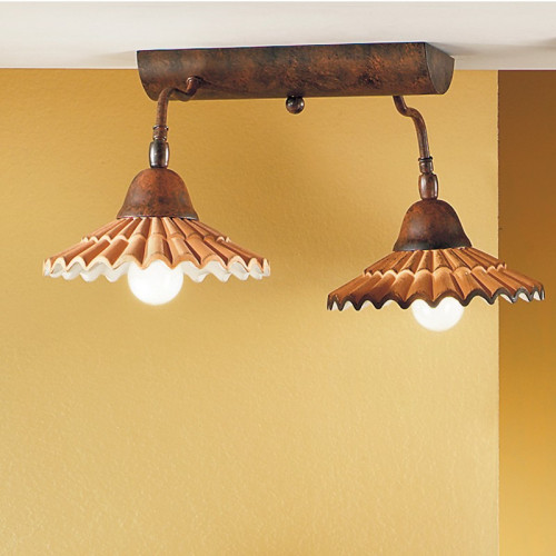 VANIA Ceiling Lamp 2 Lights Ceramic Rustic Style Country