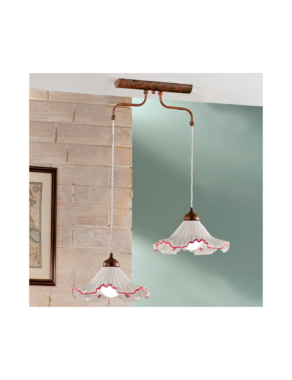 ANNA Suspension 2 Lumières Céramique Style Rustique ANNA Suspension 2 Lumières Céramique Style Rustique