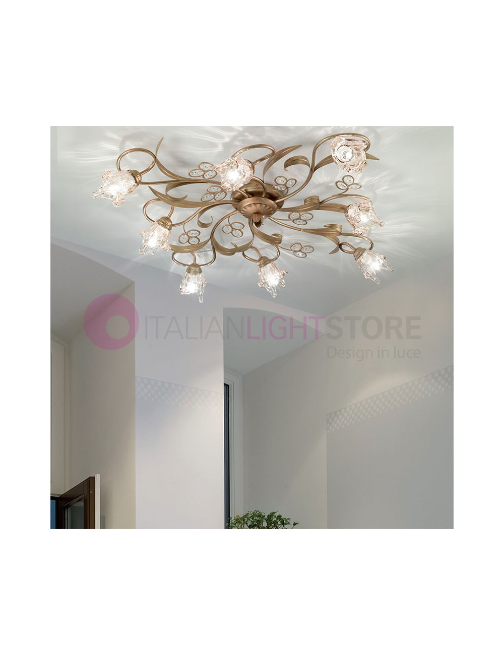 SOFIA Lampada a Soffitto Plafoniera 8 Luci Stile Classico Rustico