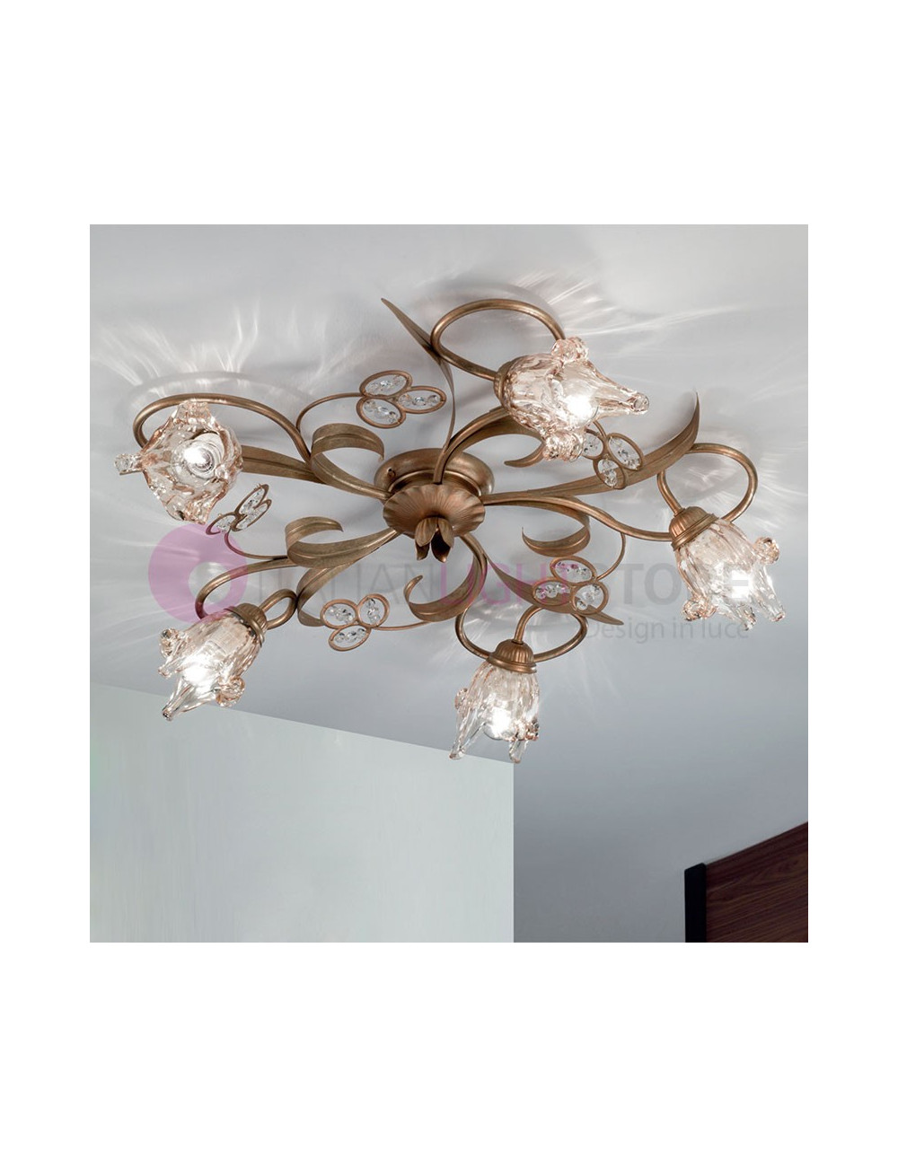 SOFIA Lampada a Soffitto Plafoniera 5 Luci Stile Classico Rustico