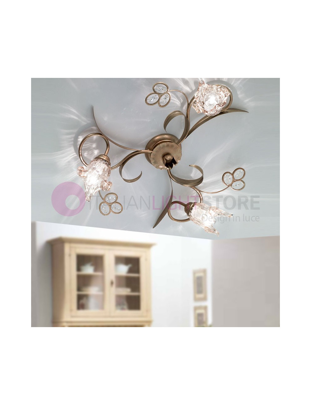 SOFIA Wall and Ceiling Lamp Ceiling Lamp 3 Lights Classic Style Rustic