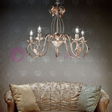 LUCY Chandelier 5 Lights Wrought Iron Style Rustic Florentine Style