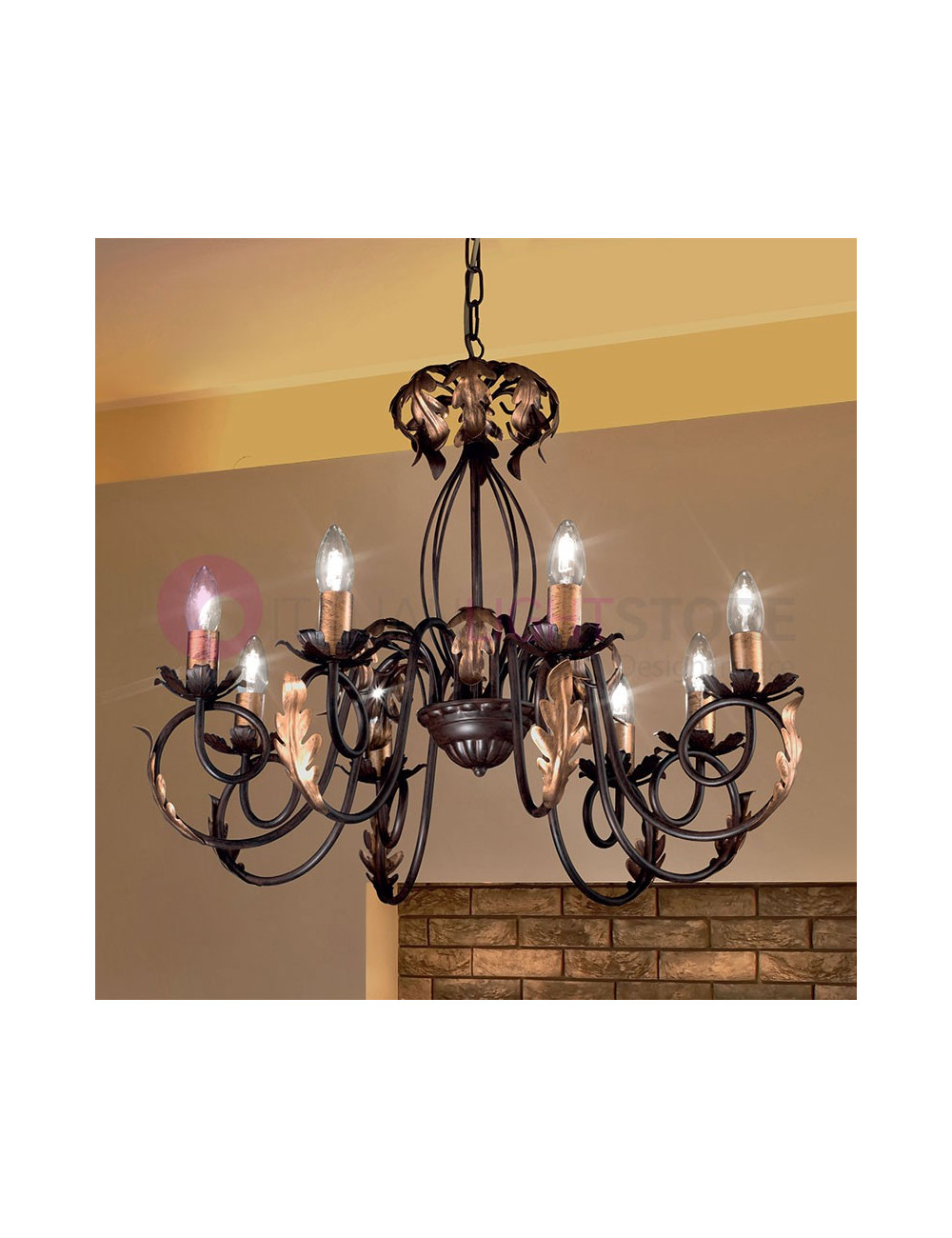 LUCY Chandelier 8 Lights Wrought Iron Style Rustic Florentine Style