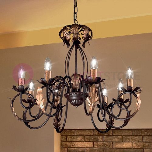 LUCY Chandelier 8 Lights Wrought Iron Style Rustic Florentine Style