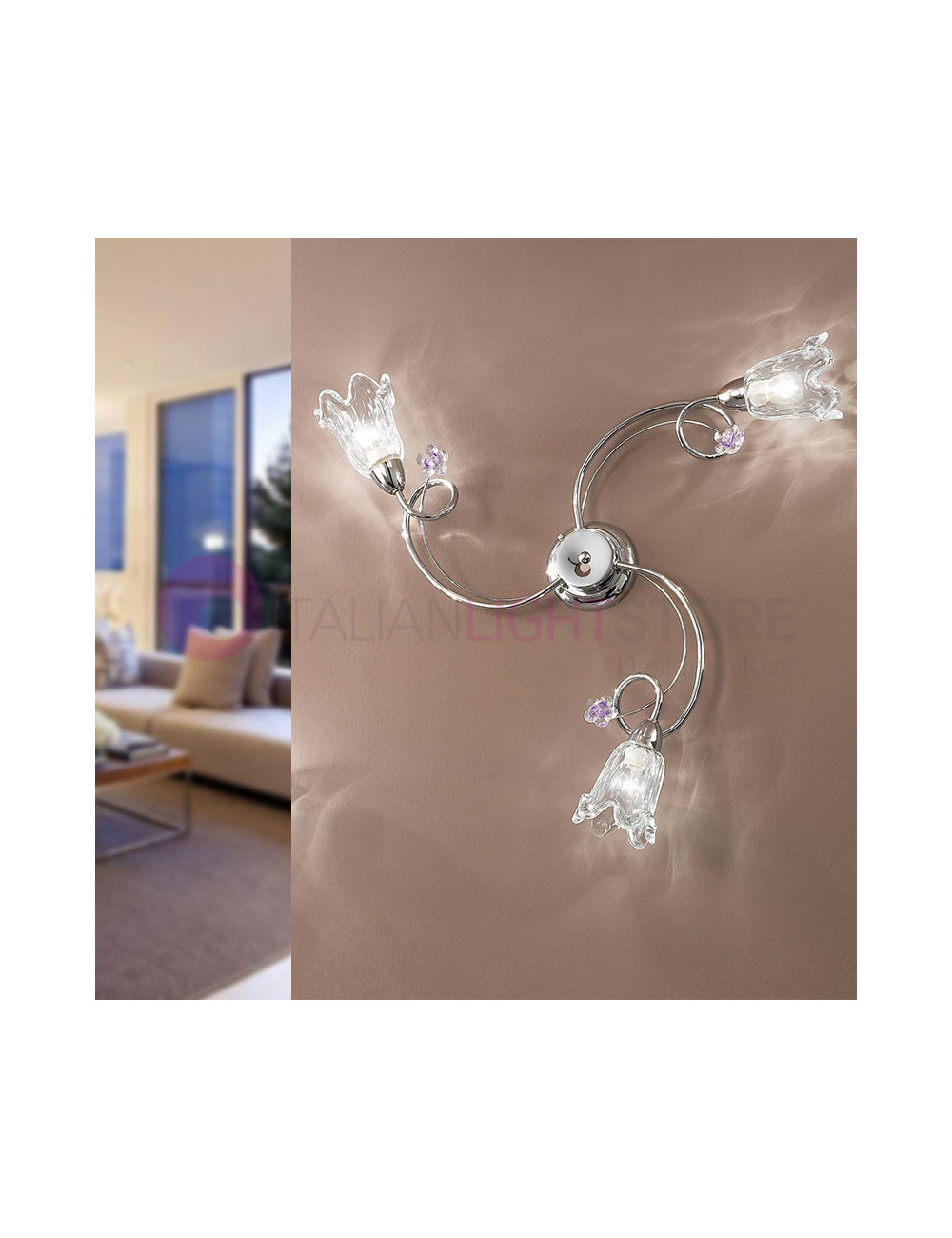 BETTA Ceiling and Wall Ceiling Lamp with 3 Lights Chrome Modern