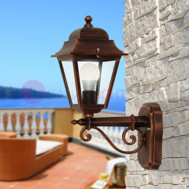 ATHENA PICCOLA Lanterna a Parete Quadrata Classica per Esterno Giardino
