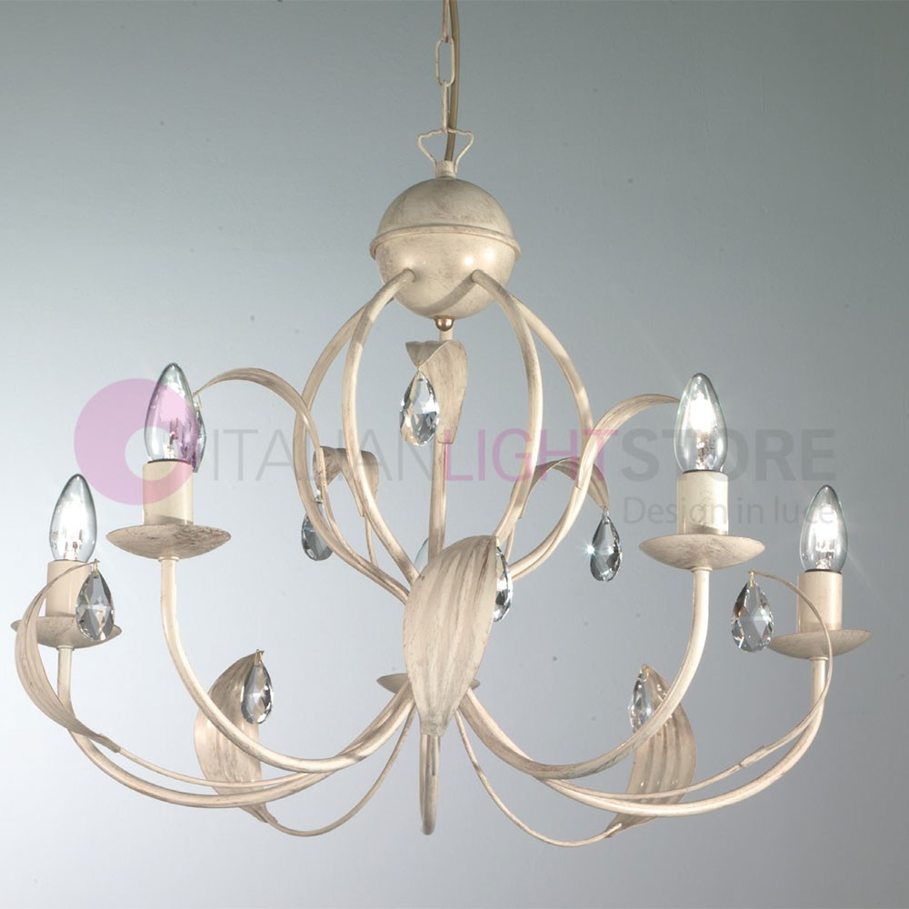 DUCHESS de Candelabra Candelalier Rustic en Hierro con 5 Luces con Drops