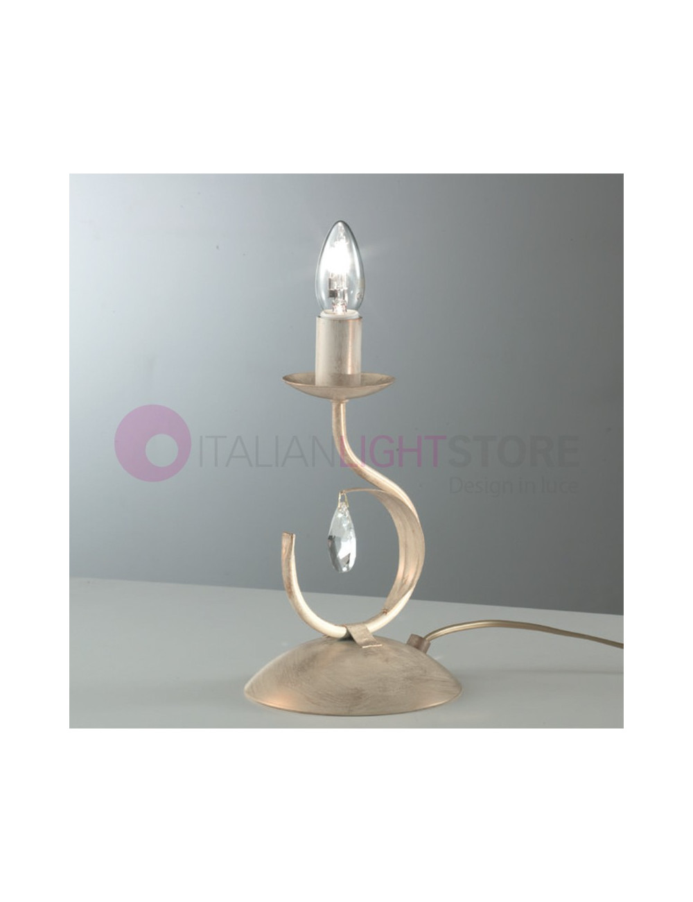 DUCHESSA Lumetto Candelabro Rustico in Ferro a 1 Luce con Gocce