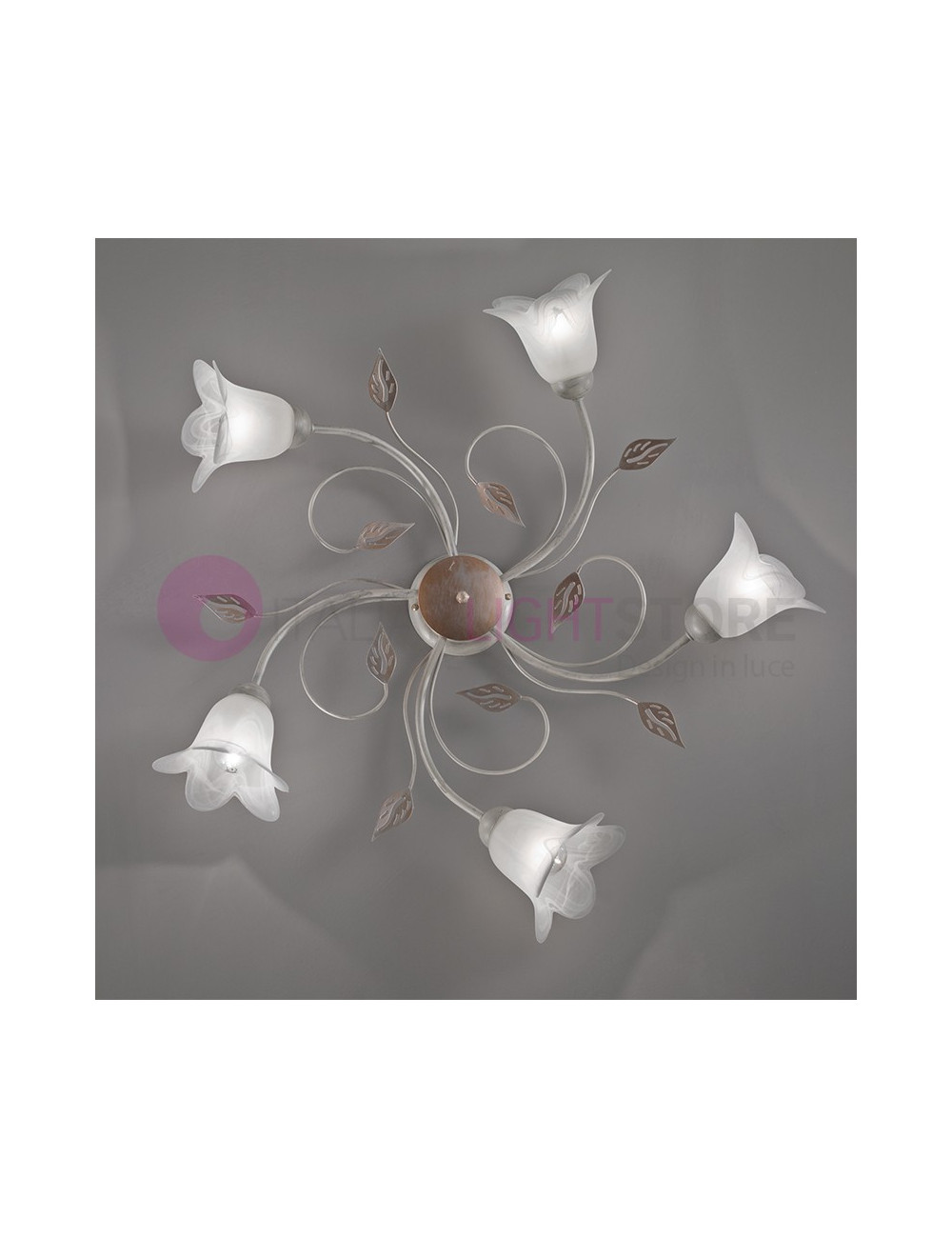 PIENZA luminaire Fer Rustique 5-Lumière de Style Floral