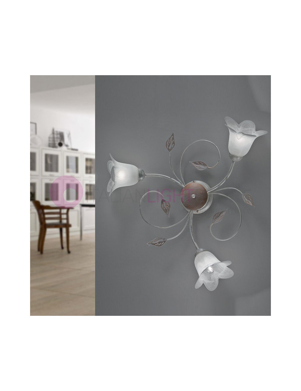 PIENZA luminaire Fer Rustique 6-Lumière de Style Floral