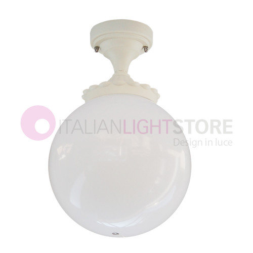 ORIONE BIANCO S25 Lampada a Soffitto da Esterno Giardino Sfera Globo d.25