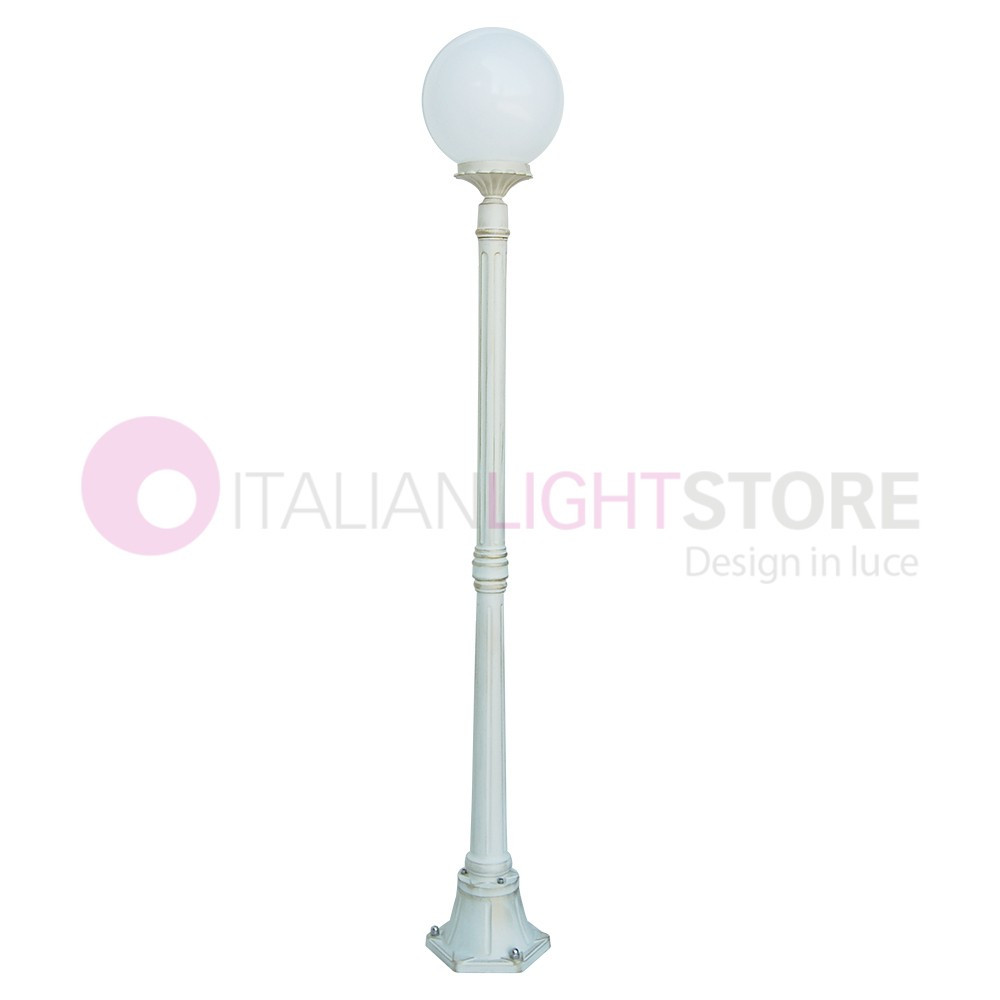 ORIONE BIANCO S25 Lampadaire White Pole Outdoor Garden Sphere Globe d.25