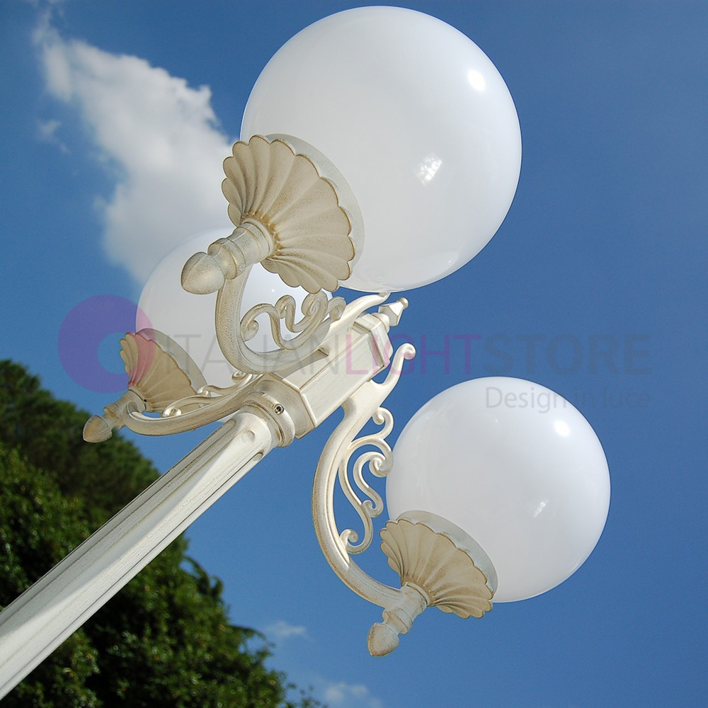 ORIONE BIANCO S25 Straßenlaterne Weiß Pole Outdoor Garten Kugel Kugel d.25