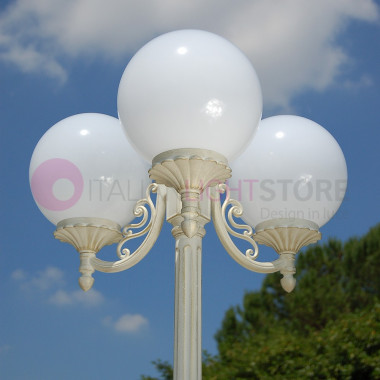 ORIONE BIANCO S25 Lámpara de calle White Pole Outdoor Garden Sphere Globe d.25