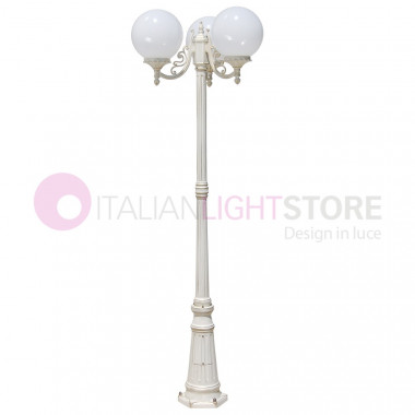 ORIONE BIANCO S25 Lampadaire White Pole Outdoor Garden Sphere Globe d.25