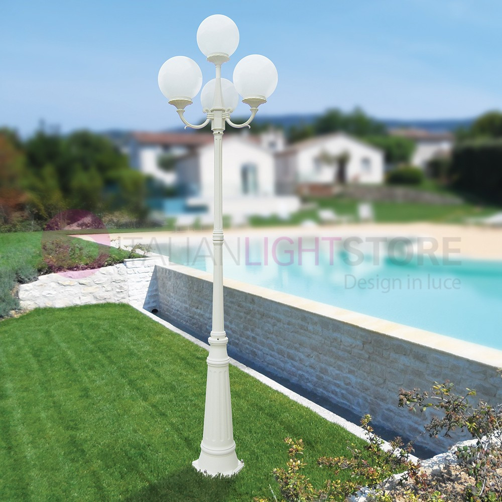 ORIONE BIANCO S25 Lampadaire White Pole Outdoor Garden Sphere Globe d.25