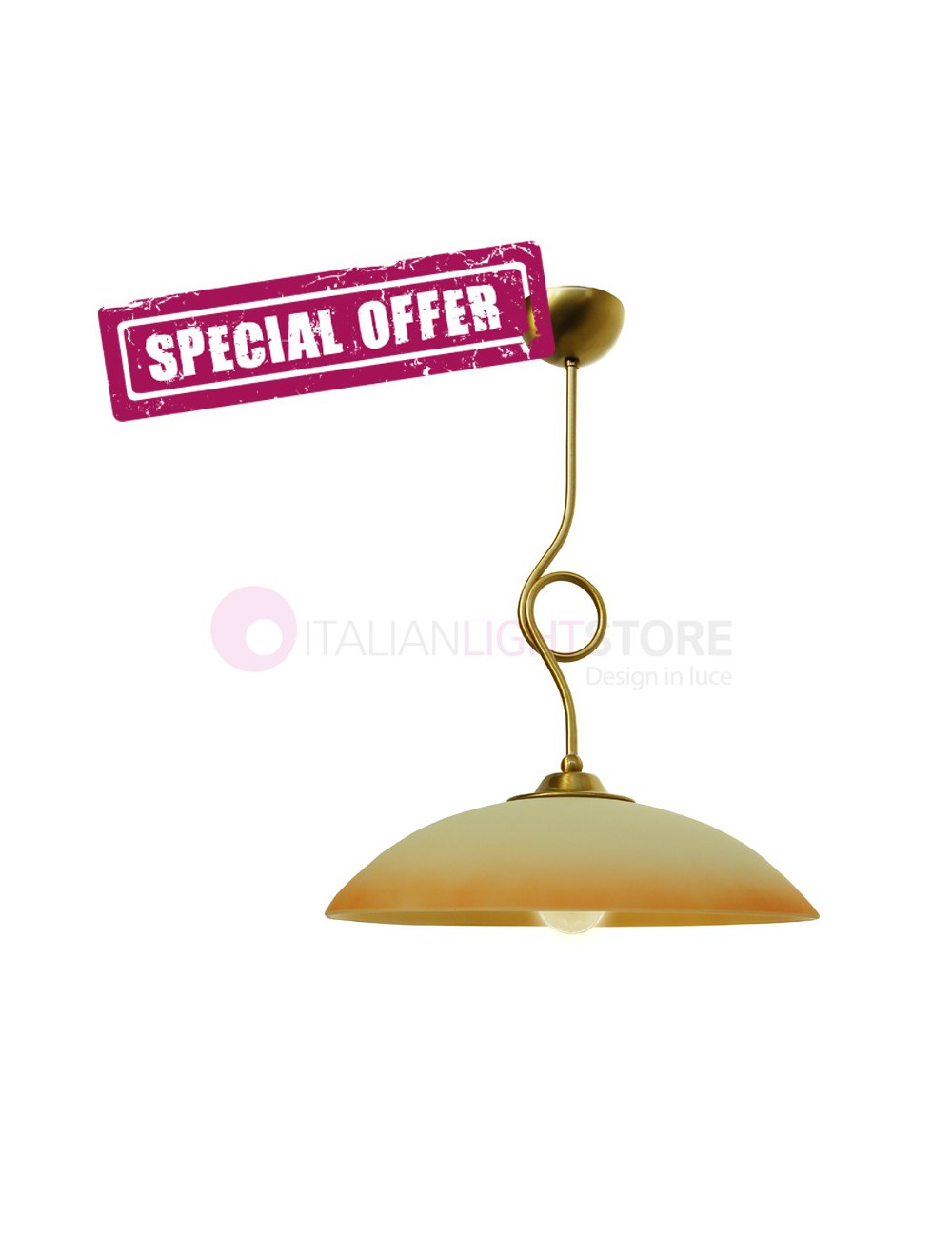 AURELIE Lamp Suspension Brass Kitchen with Glass - OFFERING