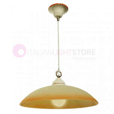 KARINE Lamp Suspended from the Kitchen with Ceramic and Glass D. 30 ivory