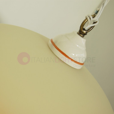 KARINE Lamp Suspended from the Kitchen with Ceramic and Glass D. 30 ivory