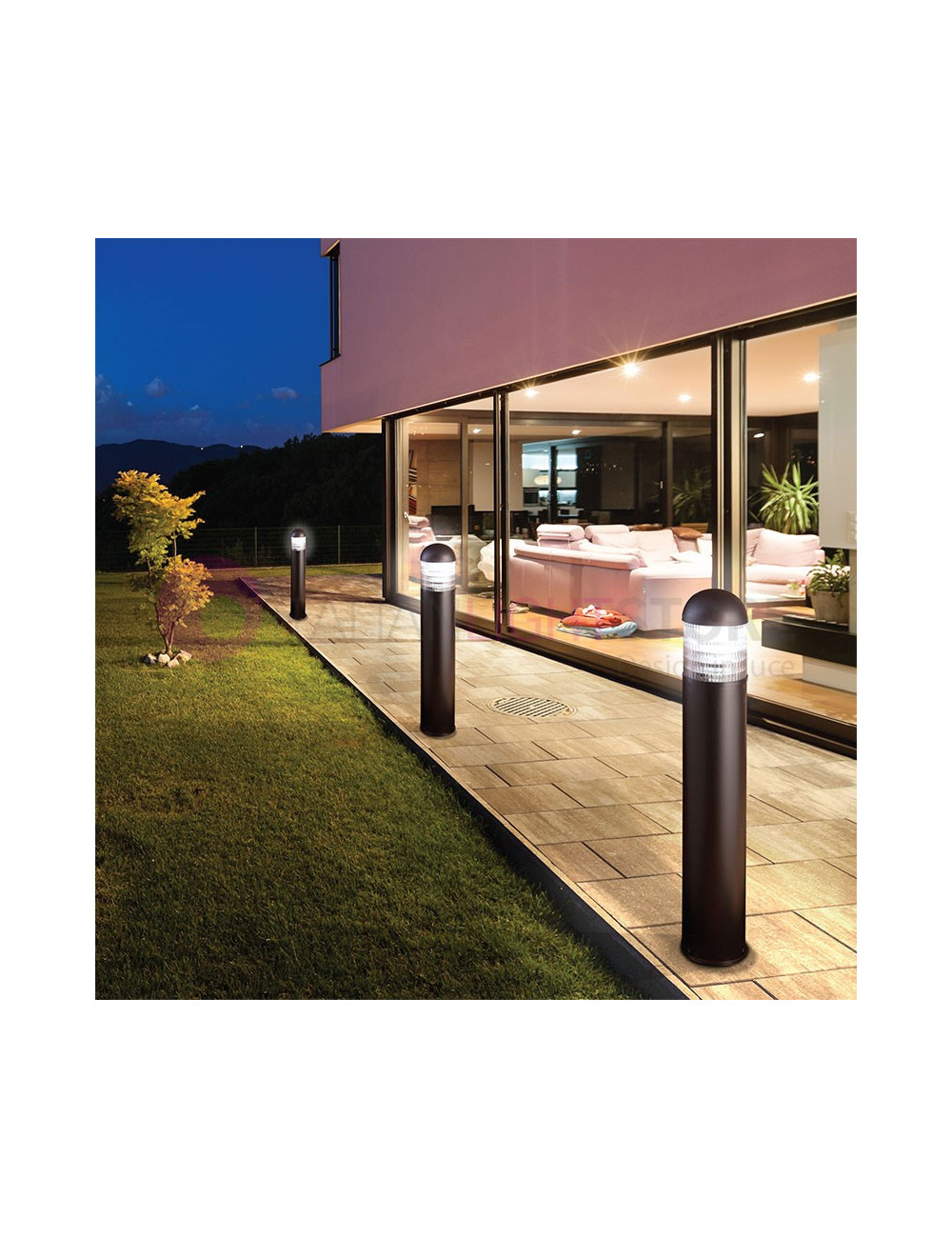 BOLLARD ROUND Paletto Lampioncino Moderno h. 80 cm Illuminazione Giardino