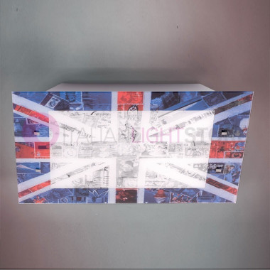 UNION JACK Plafoniera lampadario a Soffitto Bandiera Inglese L.55x55 Design Moderno