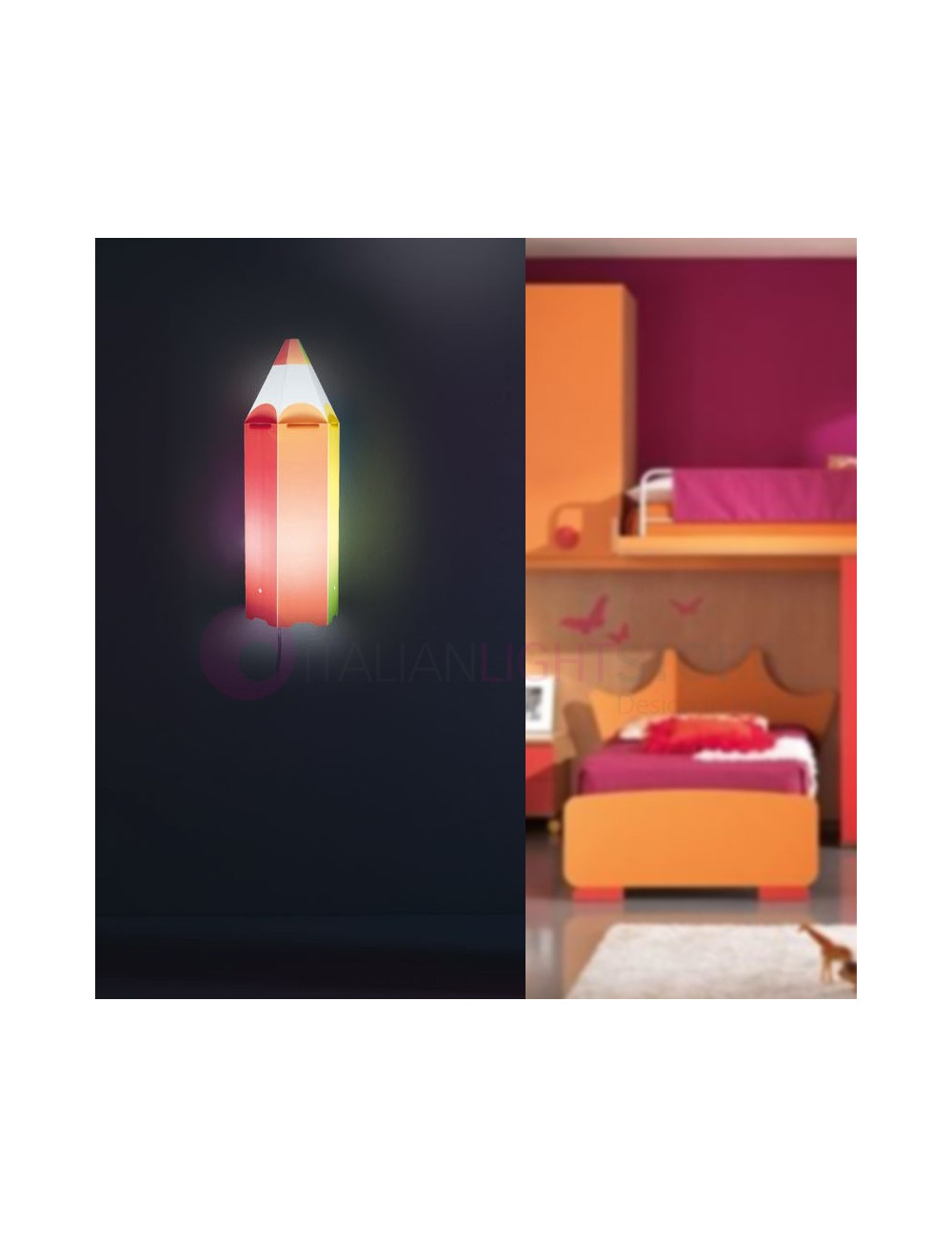 PIN-PEN Plafond lampe en forme de crayon pour chambre garçon enfant