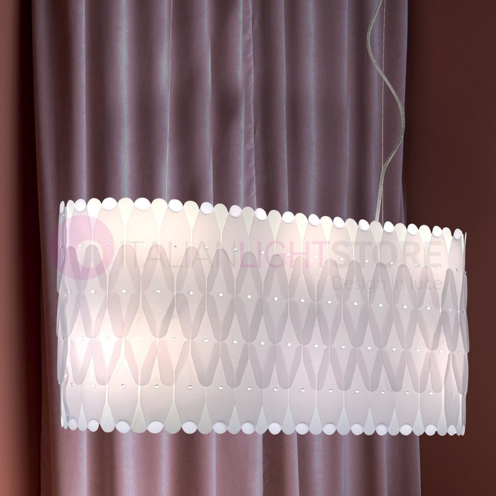 AMANDA BY LINEA ZERO ILLUMINAZIONE, Abat-jour ovale suspendu design moderne avec effet carrelage