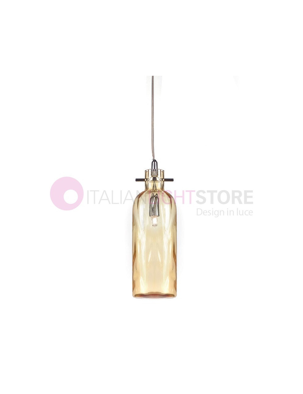 BOSSA NOVA Narrow blown glass bottle suspension modern design