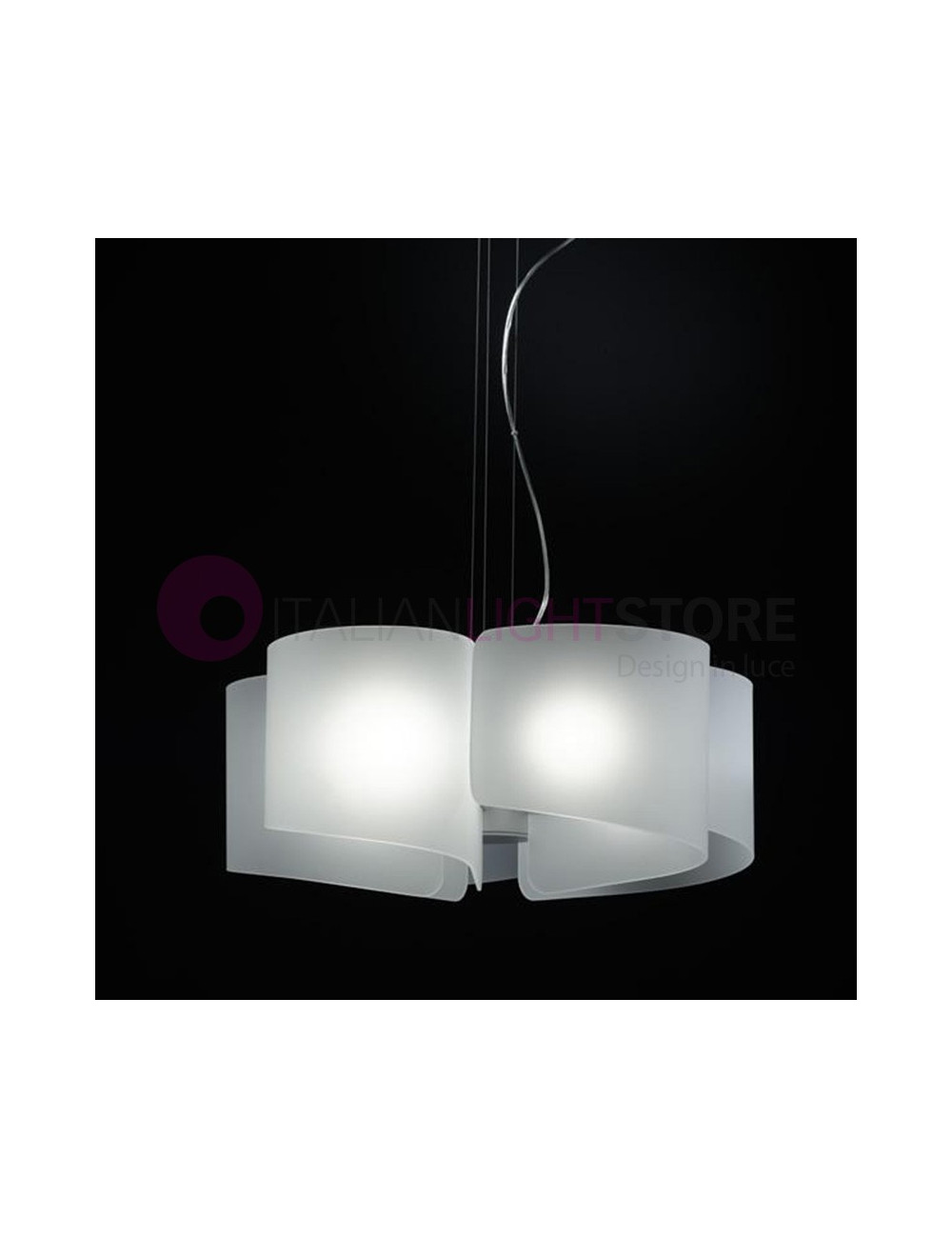 0370/5 PAPIRO Selene Illuminazione | Lampadario Sospensione Cristallo Extra Chiaro D.65 Design Moderno