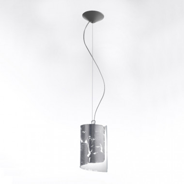 PAPYRUS 383 Selene lighting | Single Suspension Chandelier in Curved Crystal D.15 Modern Design