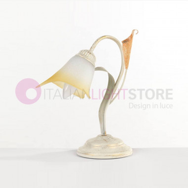 CALLA lily table lamp in wrought Iron Ivory Classic Style of Florentine