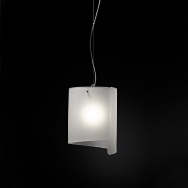 PAPIRO 0385 Selene Illuminazione | Sospensione Cristallo Vetro Curvato D.26 Design Moderno 