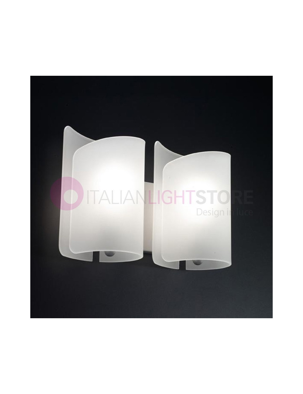 PAPYRUS 0378 Selène lighting | Wall Lamp Double Light Curved Glass Modern Design