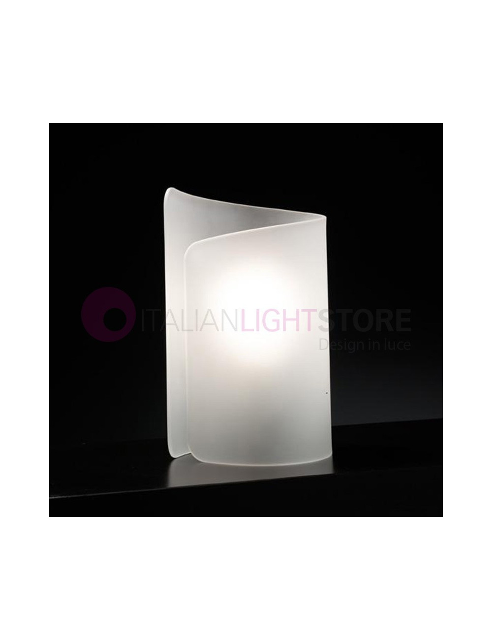 PAPIRO 0372 Selène Illuminazione | Lampada da Appoggio Comodino Cristallo Curvato D.15 Design Moderno