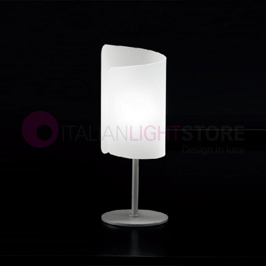 PAPIRO 0380 Selène Illuminazione | Lampada da Tavolo Comodino Abat-Jour in Cristallo Curvato Design Moderno
