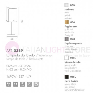 PAPIRO 0380 Selène Iluminación | Lámpara de mesa Mesita de noche Abat-Jour en cristal curvo diseño moderno
