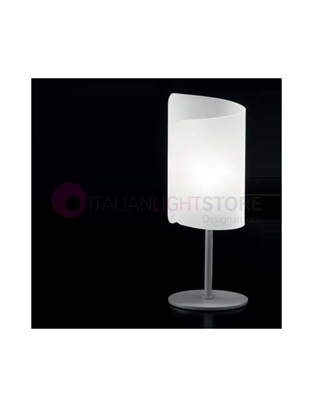 PAPIRO 0380 Selène Iluminación | Lámpara de mesa Mesita de noche Abat-Jour en cristal curvo diseño moderno