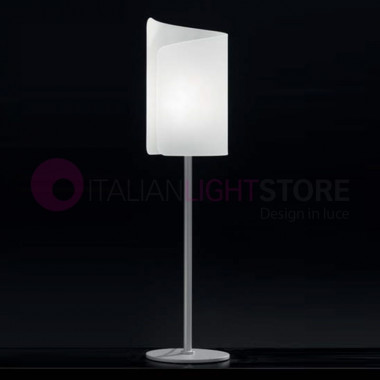 PAPIRO 0382 Selène Iluminación | Lámpara de mesa de vástago alto y difusor de cristal curvo diseño moderno