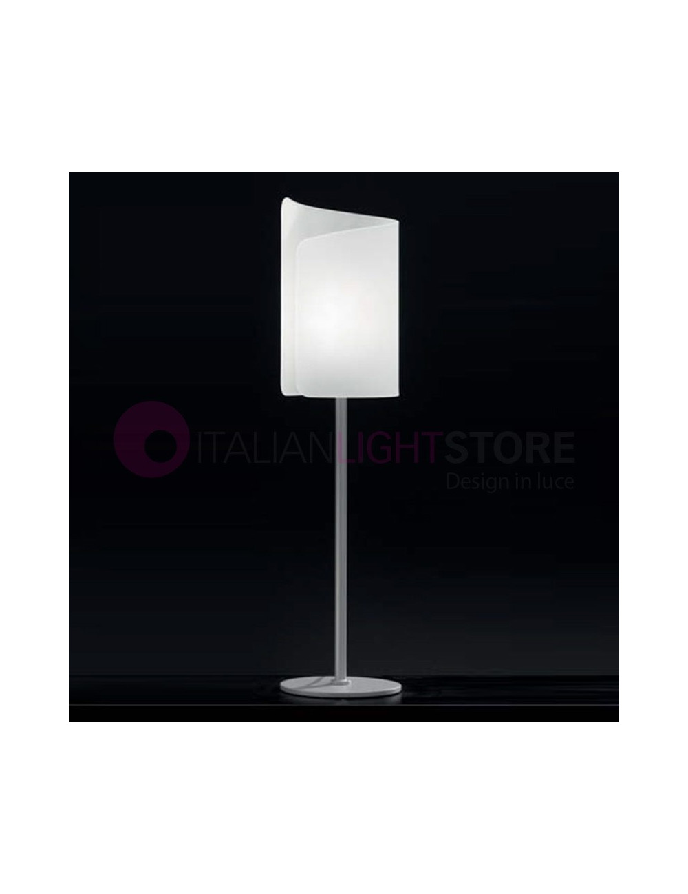 PAPIRO 0382 Selène Illuminazione | Lampada da Tavolo Stelo Alto e Diffusore Cristallo Curvato Design Moderno