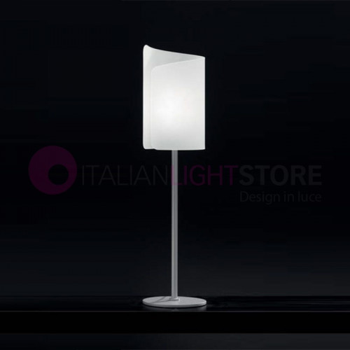 PAPIRO 0382 Selène Illuminazione | Lampada da Tavolo Stelo Alto e Diffusore Cristallo Curvato Design Moderno