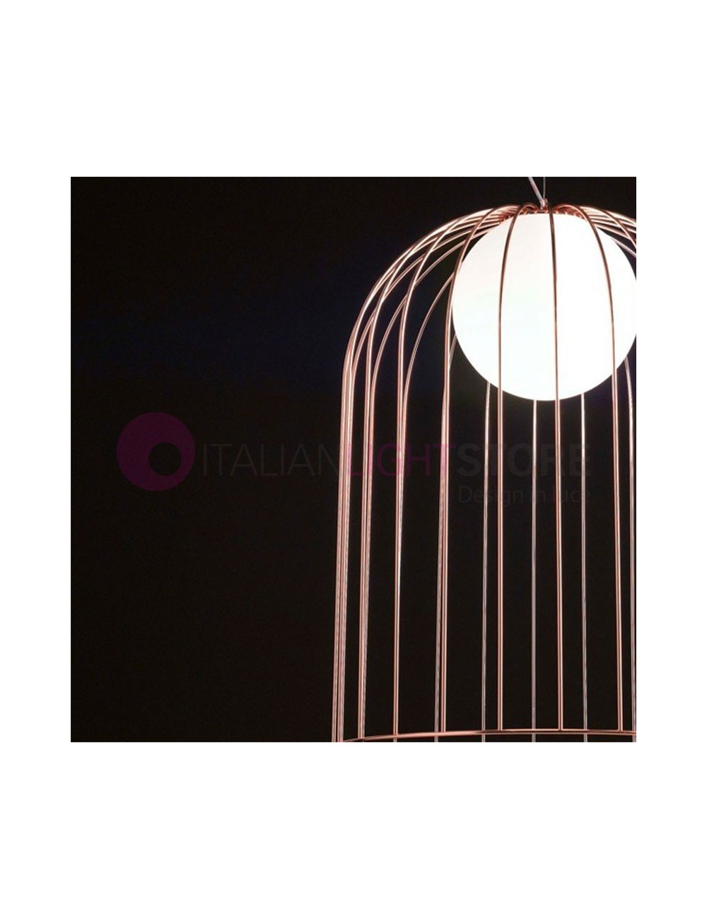 KLUVÌ 1094 Selene Illuminazione | Sospensione Gabbia Metallica Cromo Rame Design Moderno